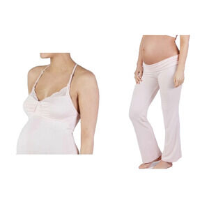 Cache Coeur NWT Pajamas Set Sz Large Pants & Cami Tank Top Light Pink Maternity